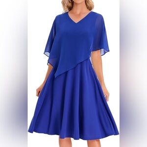 DRESSTELLS Dress with Chiffon Overlay Cape, Mother of The Bride, Wedding Guest